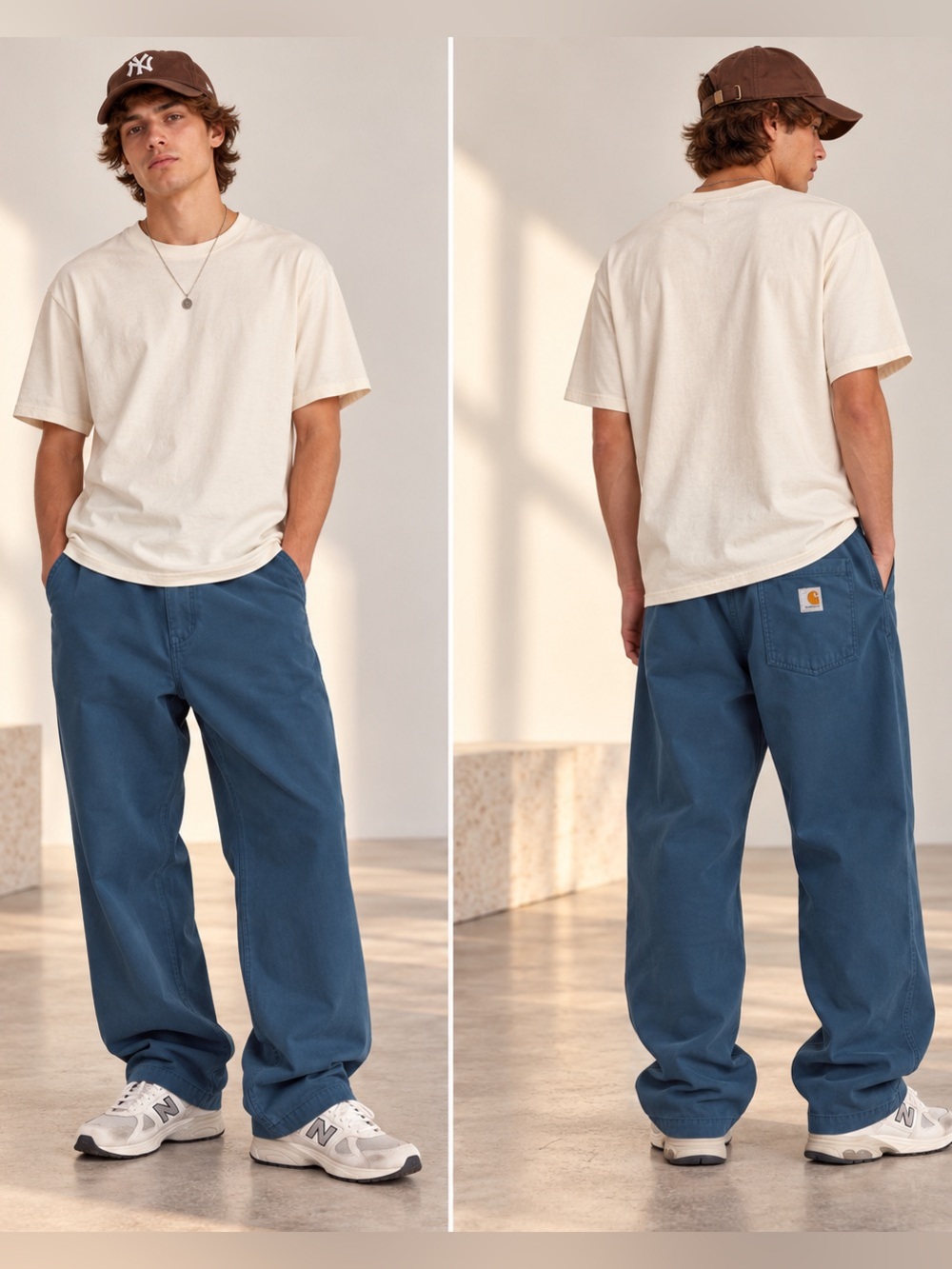 Carhartt WIP Floyde Pant M Blue River Garment Dyed Relaxed Baggy NWT